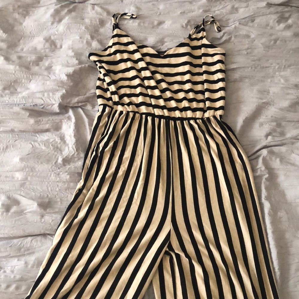 Black and White Striped Jumpsuit